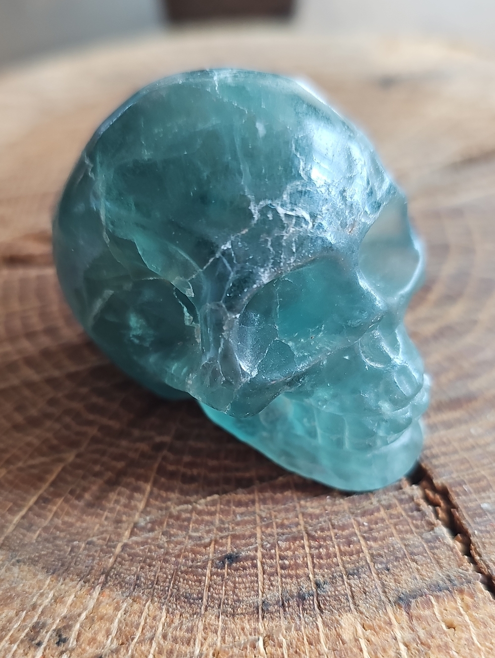 Green Fluorite Skull Decorative Accent